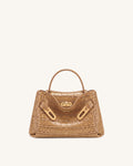Rhea Small Double Buckle Shoulder Bag - Light Brown Croc