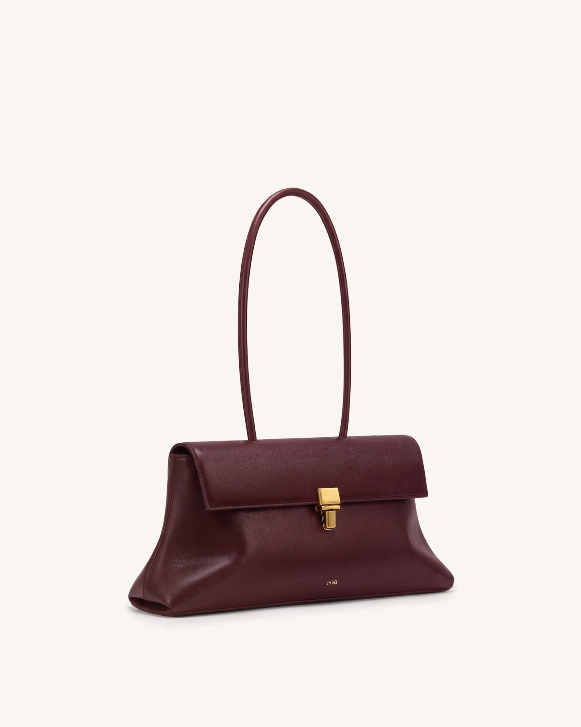Selene Lock Flap Shoulder Bag - Burgundy