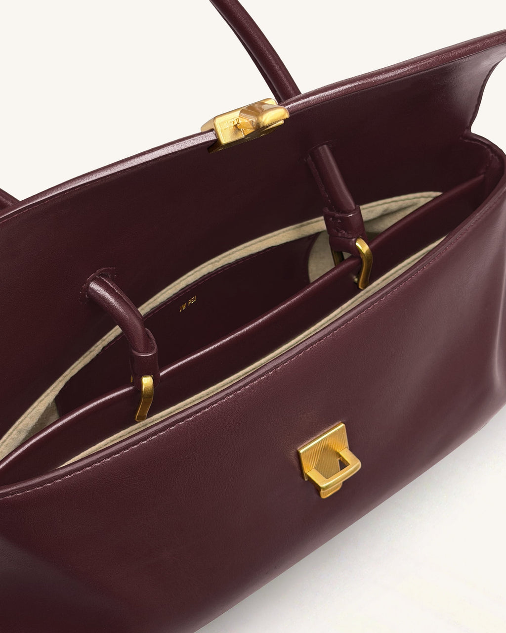 Selene Lock Flap Shoulder Bag - Burgundy
