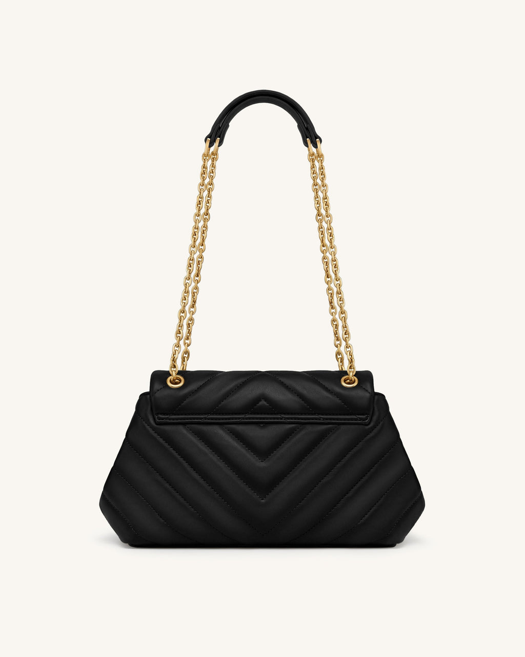 Valerie Quilted Chain Flap Shoulder Bag - Black