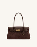 Yara Faux Suede Shoulder Bag - Chocolate Brown