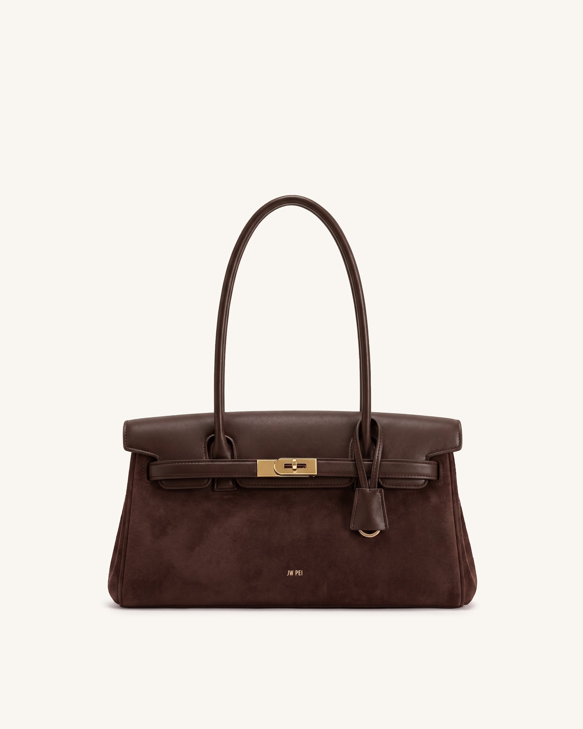 Yara Faux Suede Shoulder Bag - Chocolate Brown