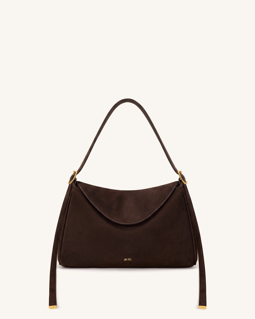 Elowen Faux Suede Flap Shoulder Bag - Dark Brown