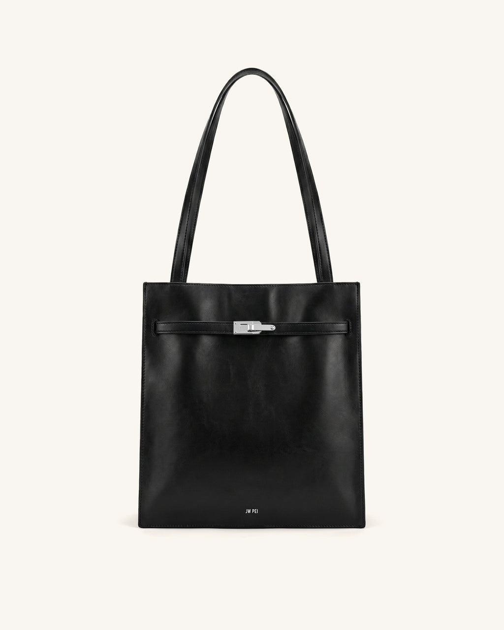 Noelle Belted Tote Bag - Black
