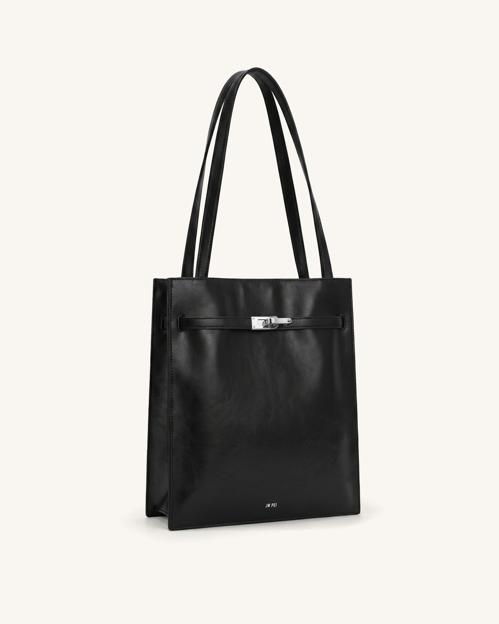 Noelle Belted Tote Bag - Black