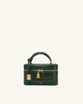 Cleo Box Shape Top Handle Bag - Forest Green Croc