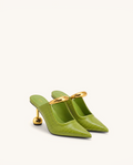 Sofia Metal Accent Sphere Heel Mules - Green