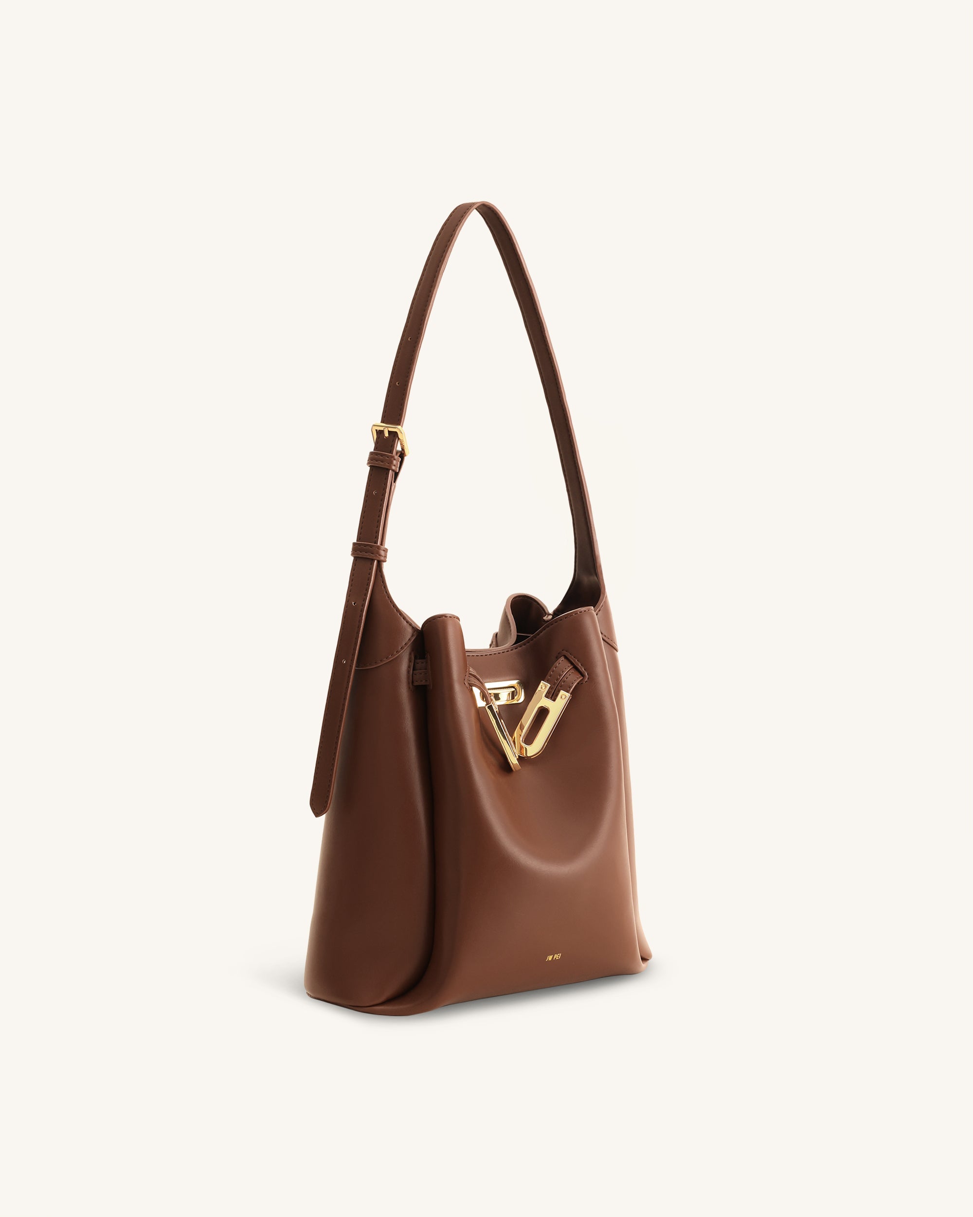 Charlene Double Buckle Hobo Bag - Brown