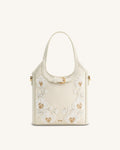 Brooke Mini Belted Embellished Orchid Beaded Top Handle Bag - Ivory