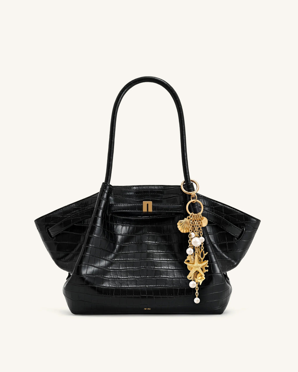 Ocean Creature Faux Pearl Bag Charm - Gold