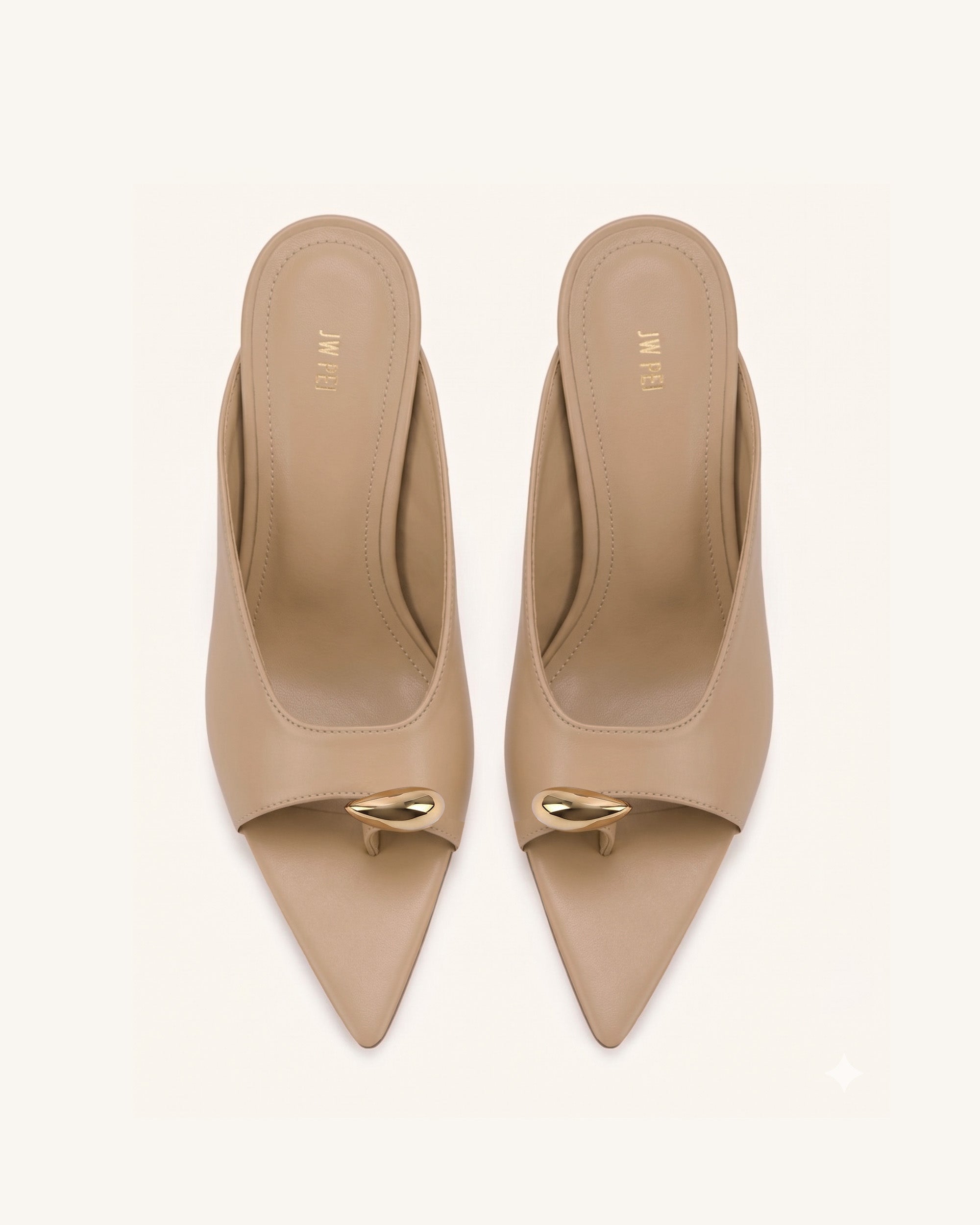 Noemi Pointed-Toe Mule Heels - Khaki