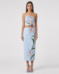 Lily Floral Embroidered Strapless Corset Top - Light Blue