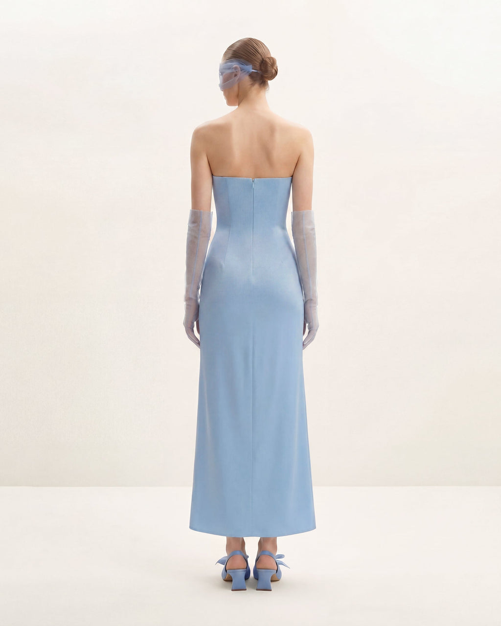 Floral Embroidered Long Dress - Blue