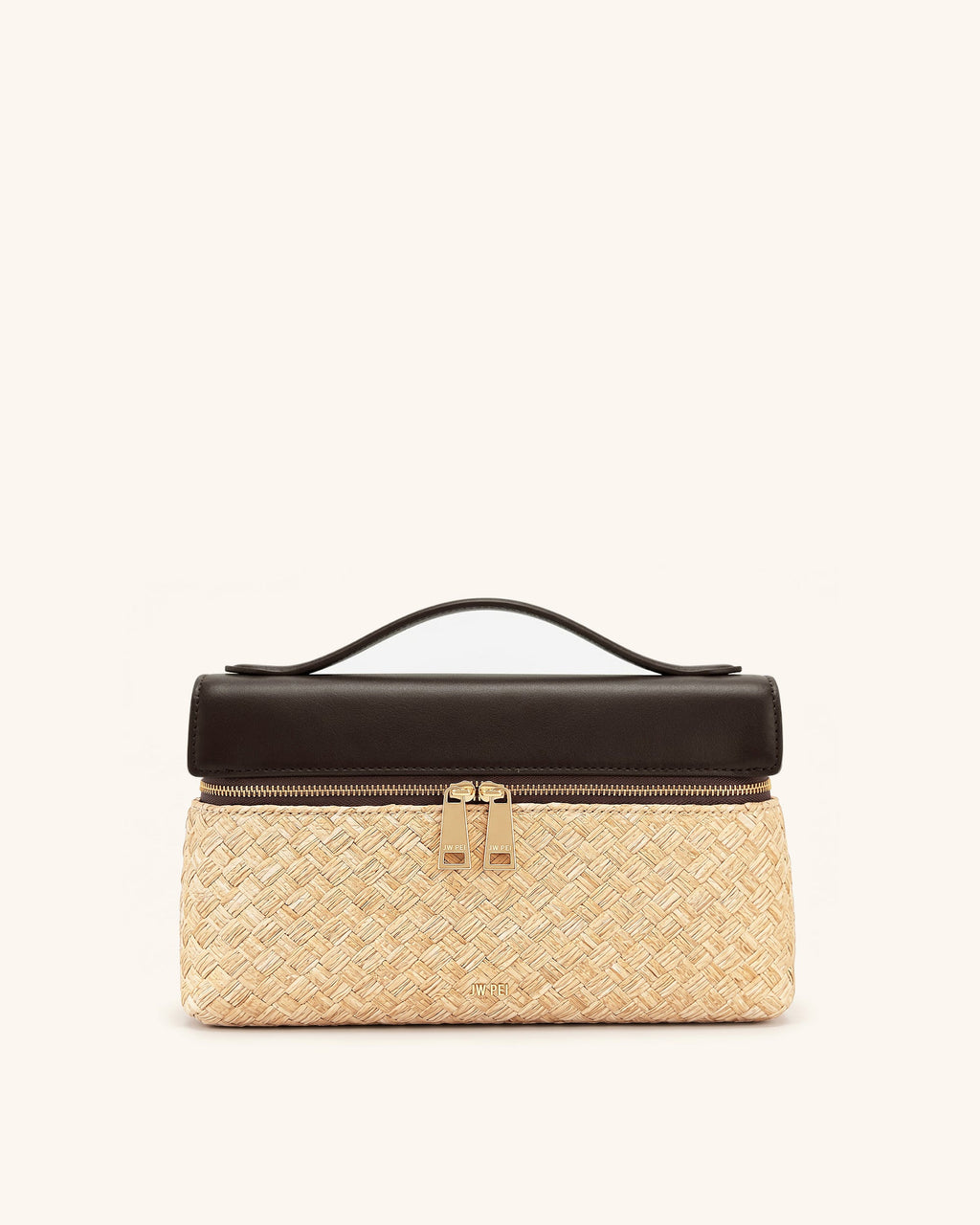 Thea Faux Straw Top Handle Bag - Brown