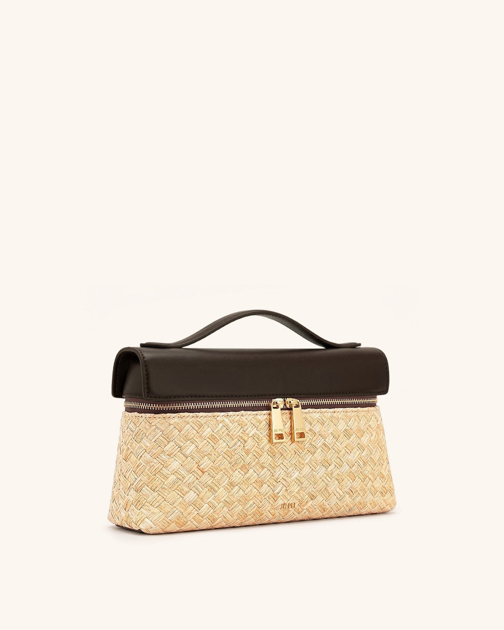 Thea Faux Straw Top Handle Bag - Brown