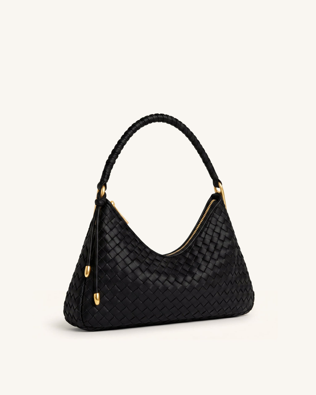 Lorena Woven Shoulder Bag - Black