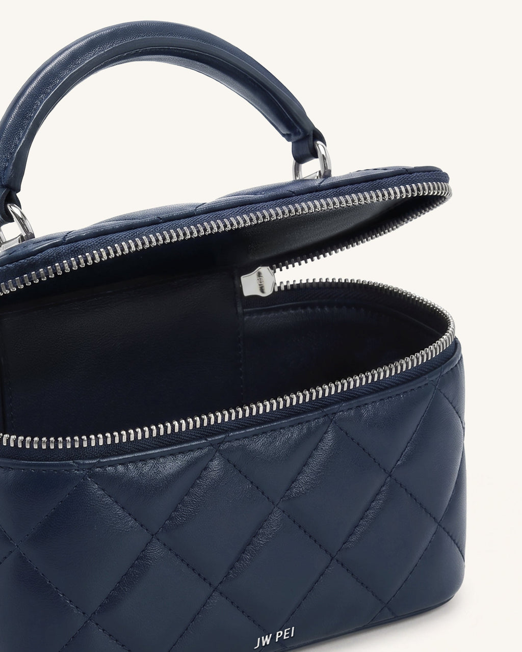 Vivienne Quilted Vanity Top Handle Bag - Navy