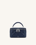 Vivienne Quilted Vanity Top Handle Bag - Navy