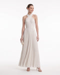 Pleated Cross Halter Maxi Dress - Ivory