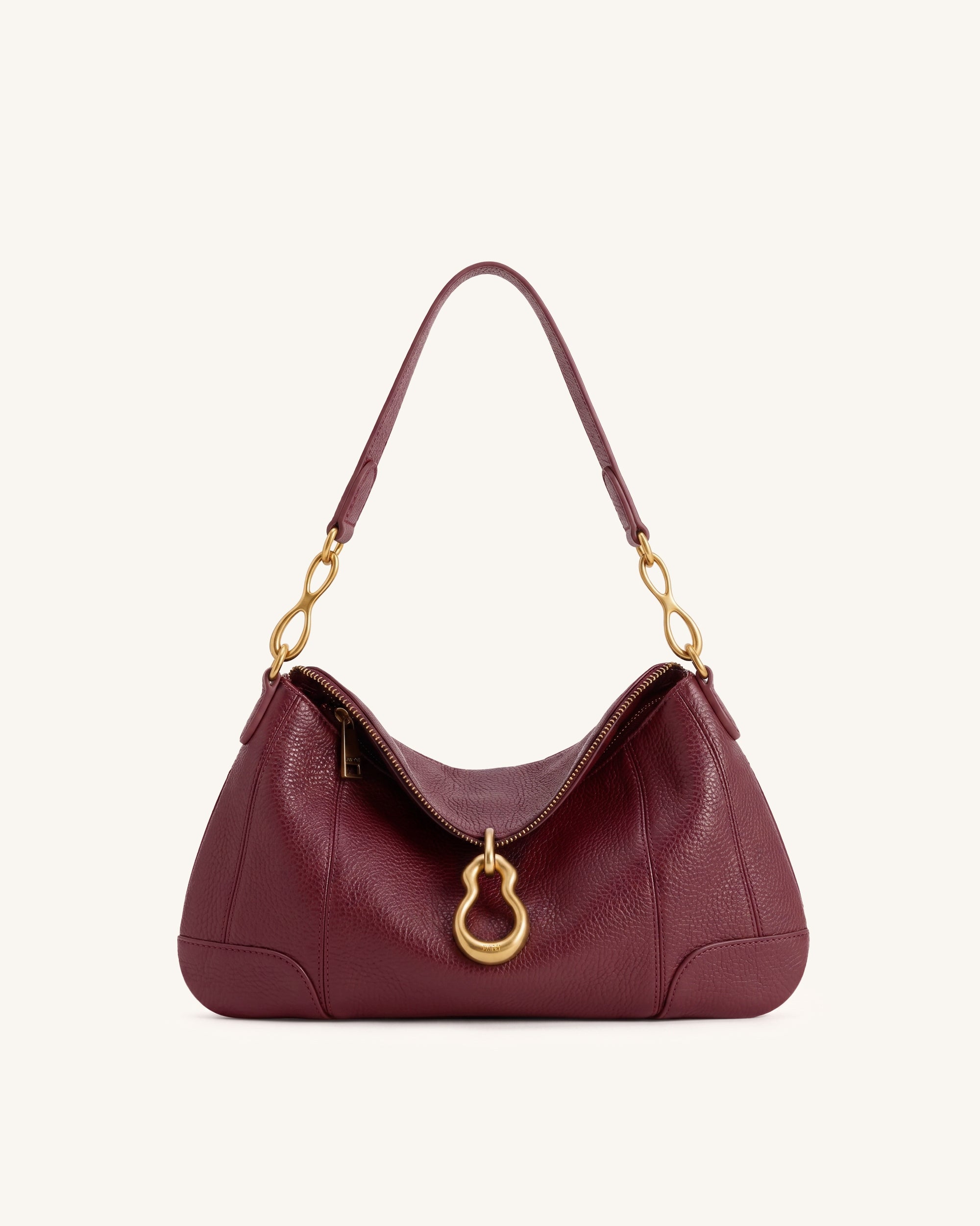 Jayla Metal Pendant Embellished Shoulder Bag - Burgundy