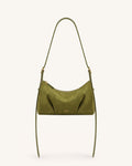 Loriette Faux Suede Crossbody Bag - Olive Green