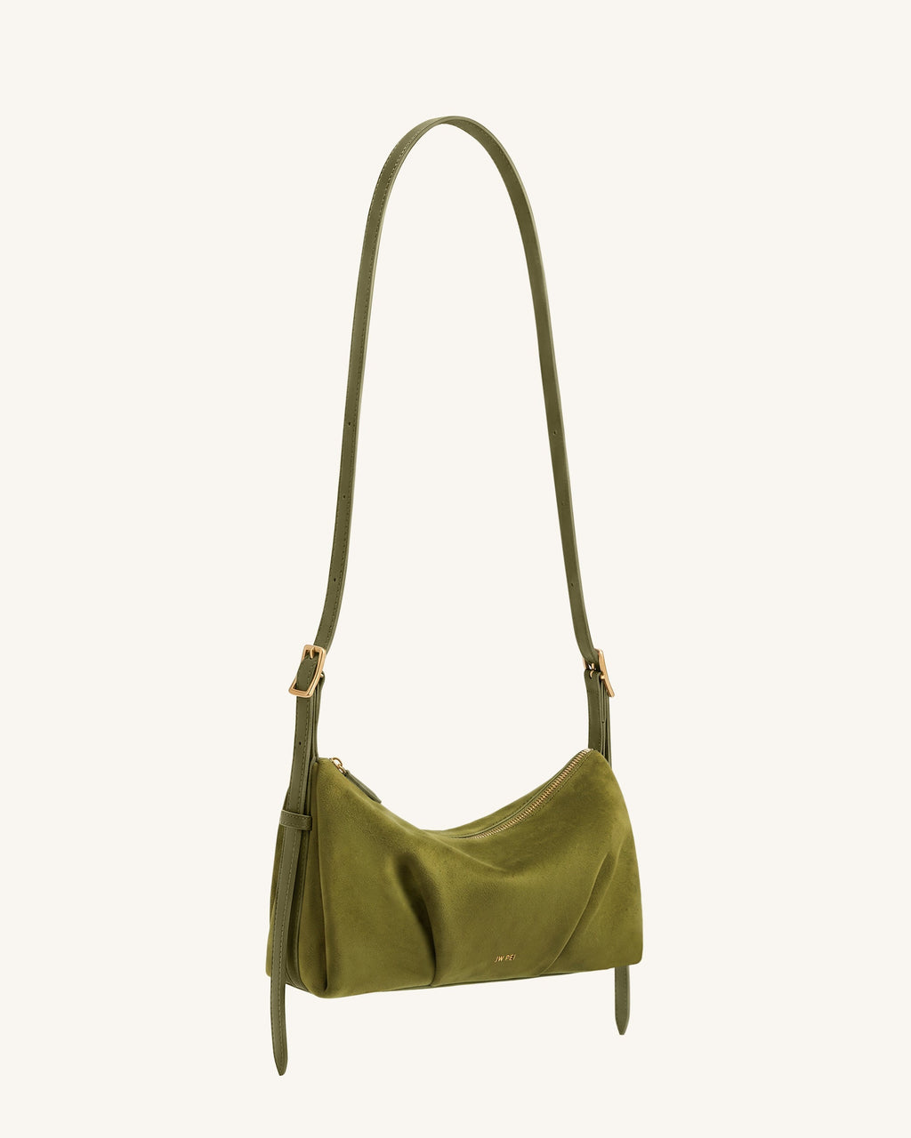 Loriette Faux Suede Crossbody Bag - Olive Green