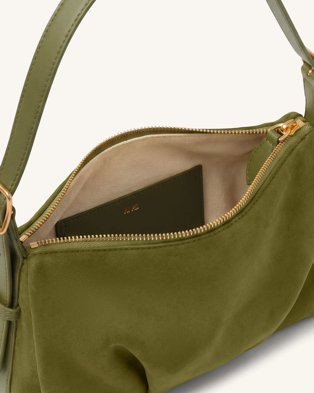 Loriette Faux Suede Crossbody Bag - Olive Green