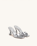 Hannah Metallic Faux Leather Mule Heels - Silver