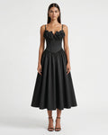 Orchid Embroidered Appliqué Corset Maxi Dress - Black