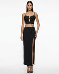 Orchid Embroidered Appliqué Corset Bustier Top - Black
