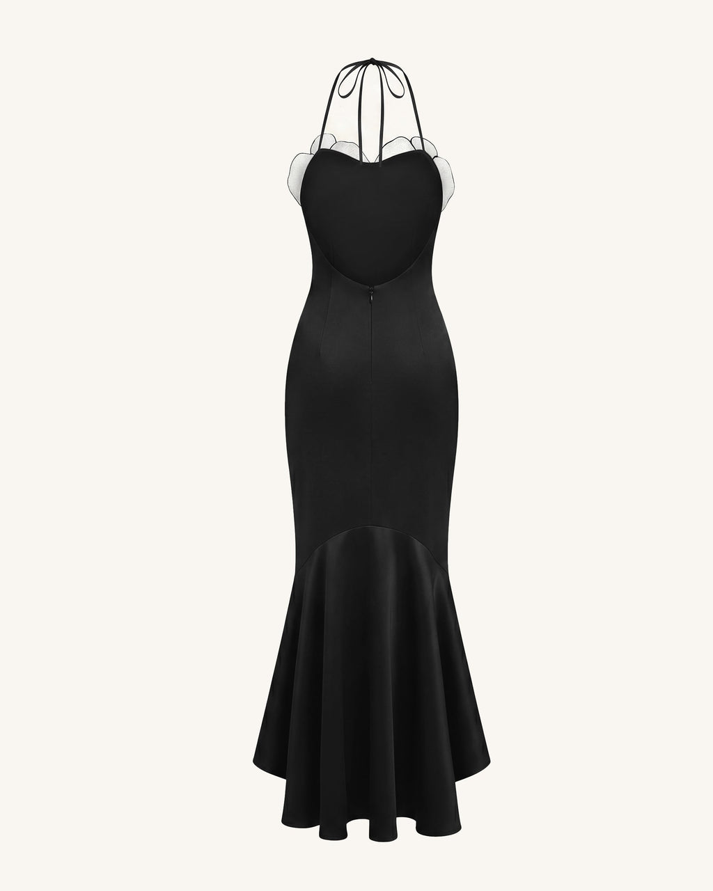 Orchid Embroidered High-Low Midi Dress - Black