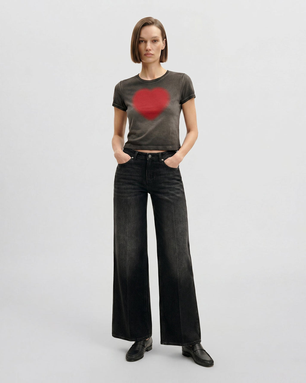The Shrunken Faded Love T-shirt - Washed Black