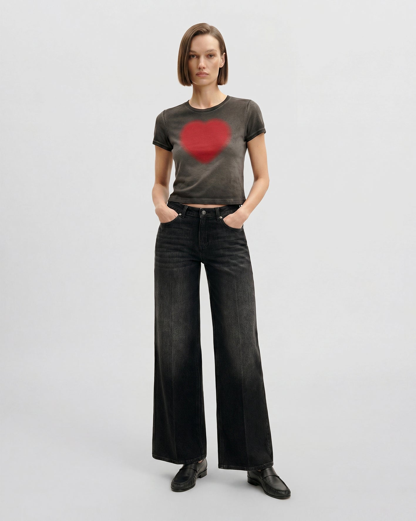 The Shrunken Faded Love T-shirt - Washed Black