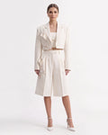 Floral Appliqué Cropped Blazer - White