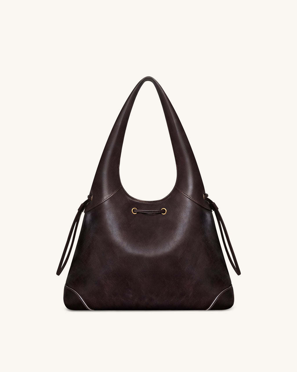 Celandra Drawstring Hobo Bag - Dark Brown