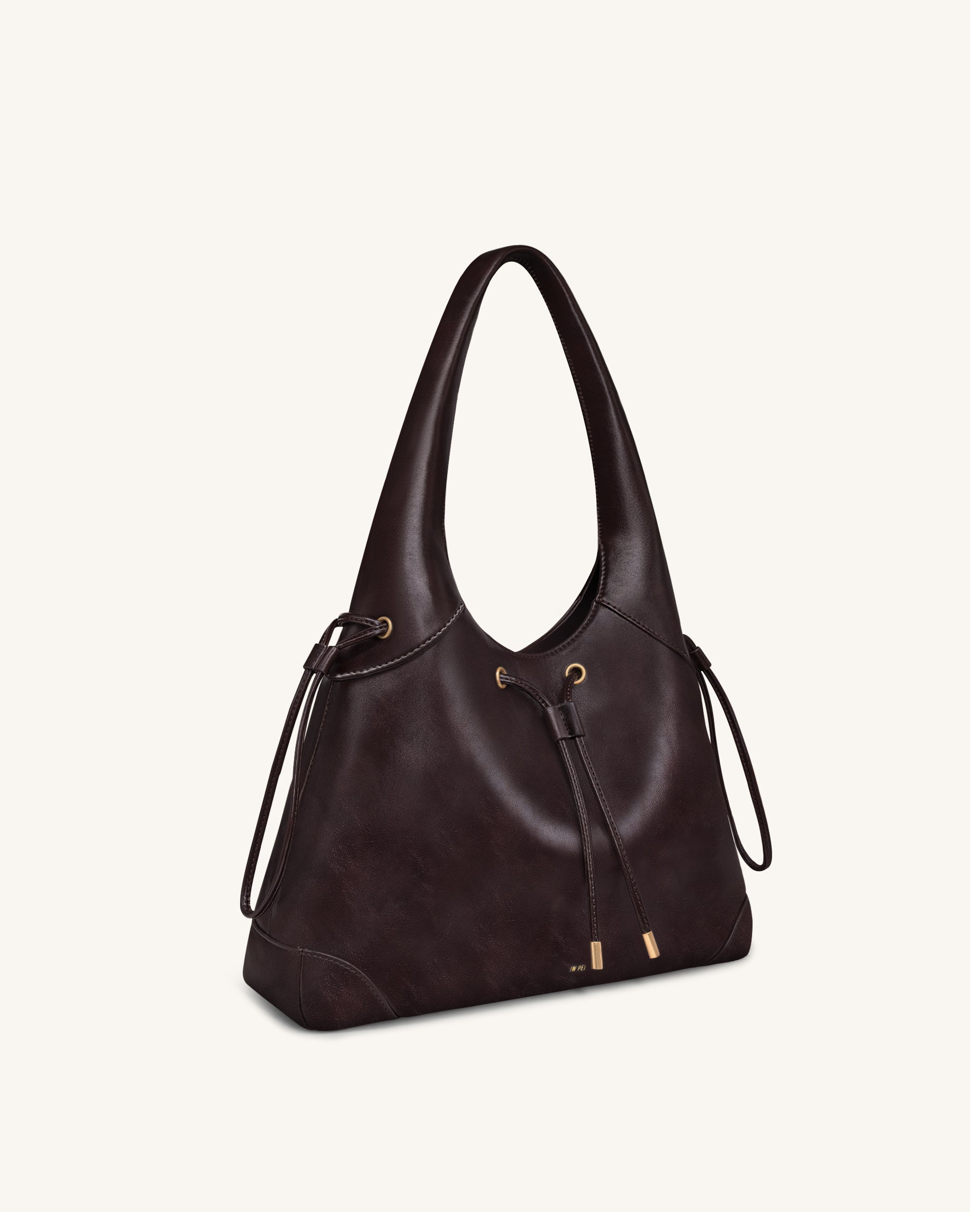Celandra Drawstring Hobo Bag - Dark Brown