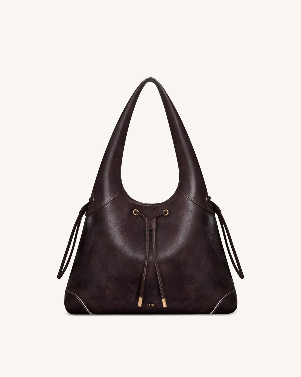 Celandra Drawstring Hobo Bag - Dark Brown
