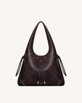 Celandra Drawstring Hobo Bag - Dark Brown