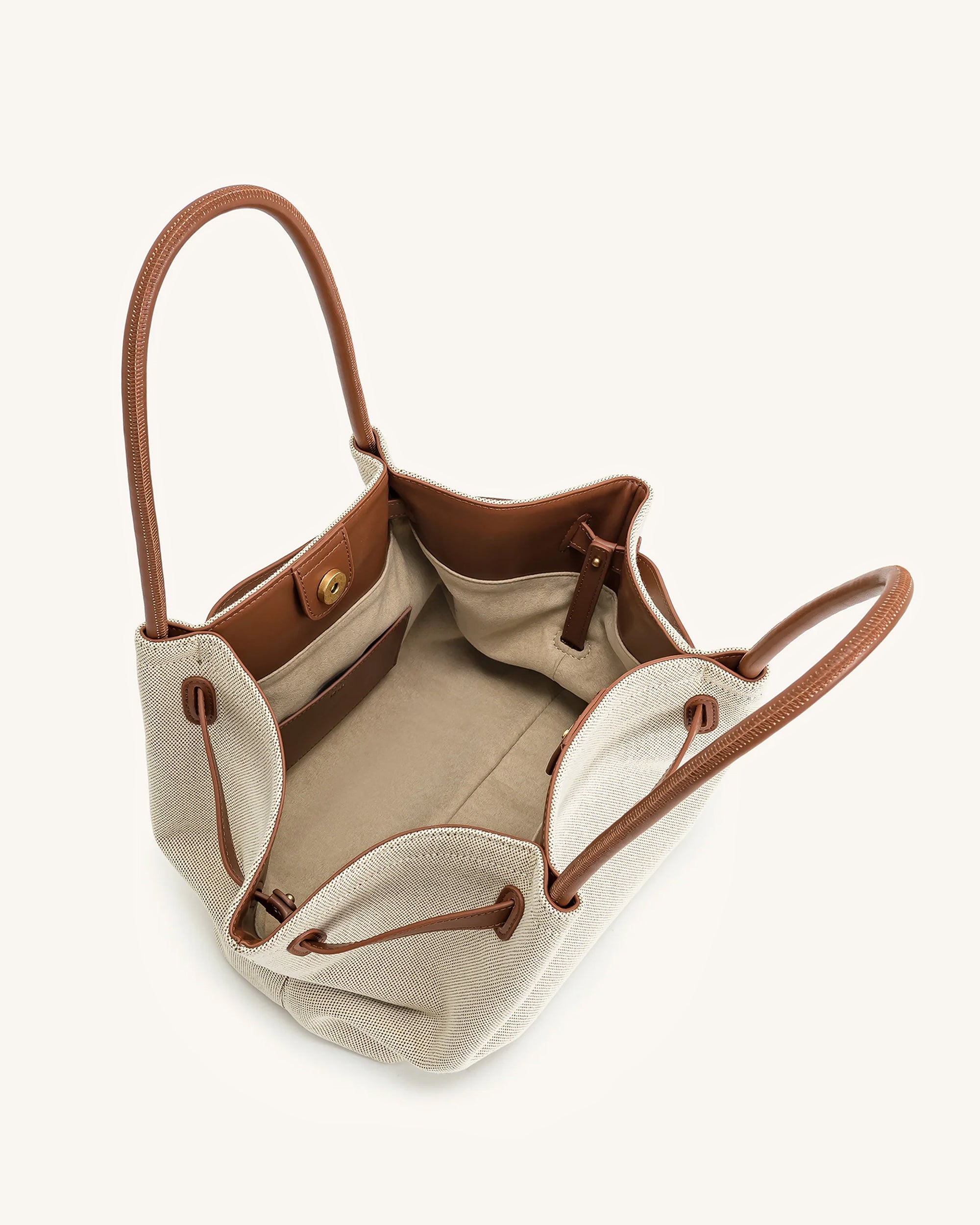 Hana Large Tote Bag - Brown Canvas