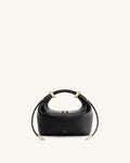 Ellie Metal Ring Embellished Top Handle Bag - Black