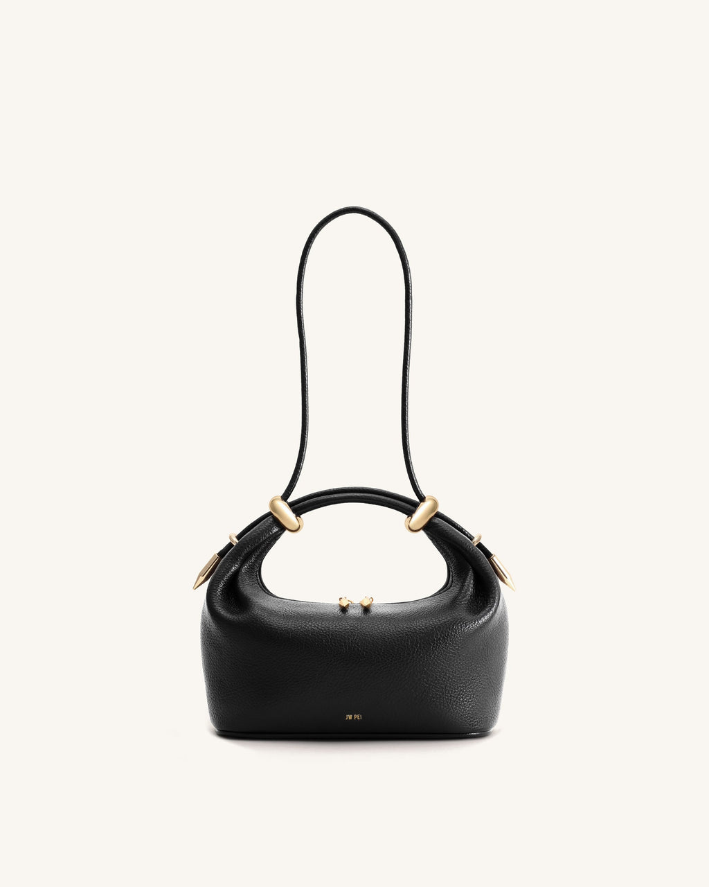 Ellie Metal Ring Embellished Top Handle Bag - Black