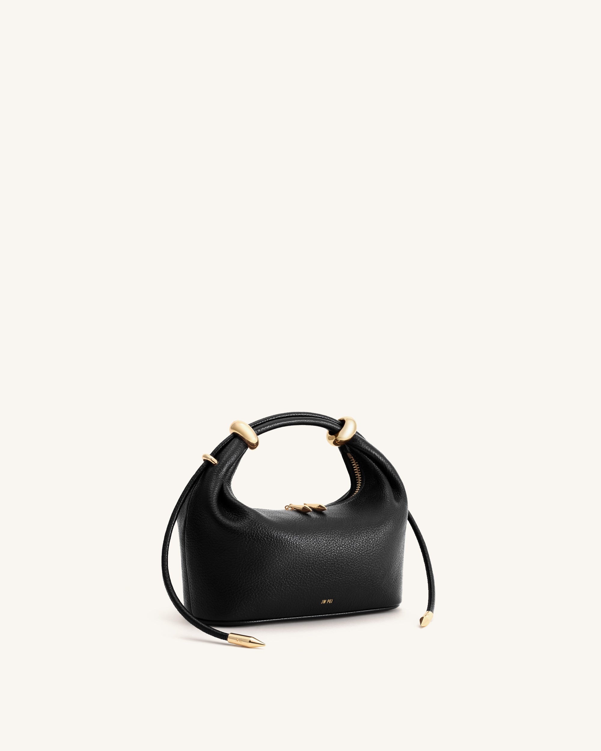 Ellie Metal Ring Embellished Top Handle Bag - Black