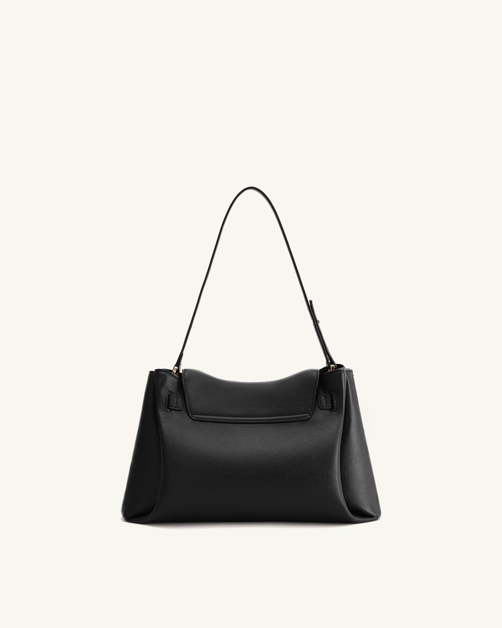 Rhea Pebbled Double Buckle Shoulder Bag - Black