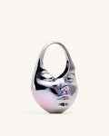 Lillian Face Crescent Top Handle Bag - Silver
