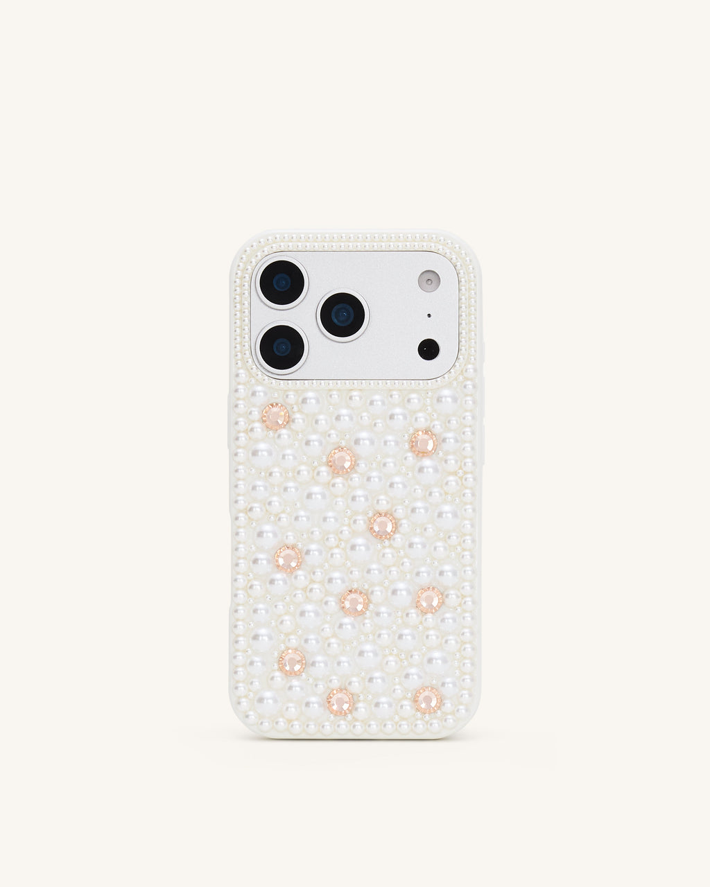 Pearl Embellished Phone Case - White