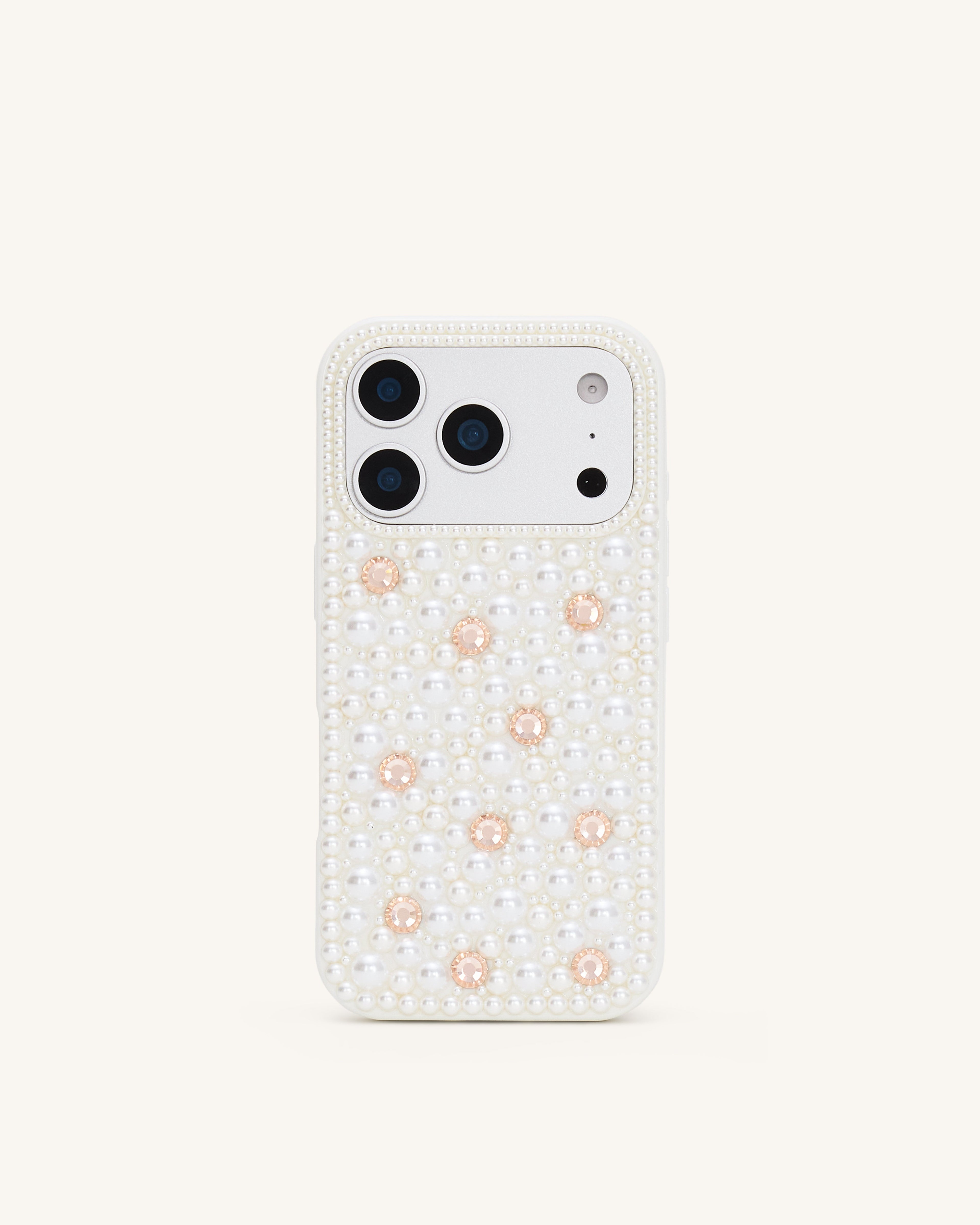Pearl Embellished Phone Case - White