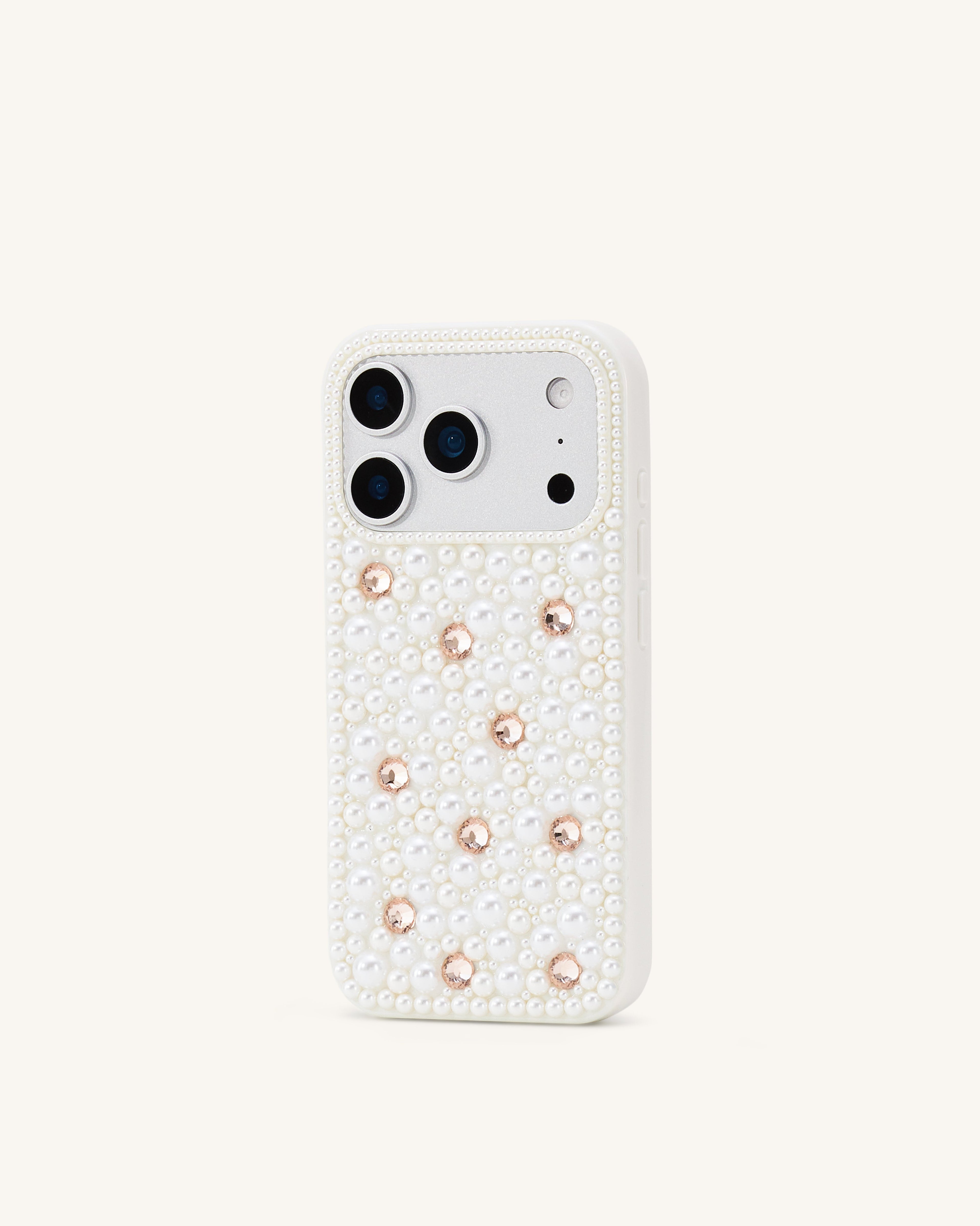 Pearl Embellished Phone Case - White