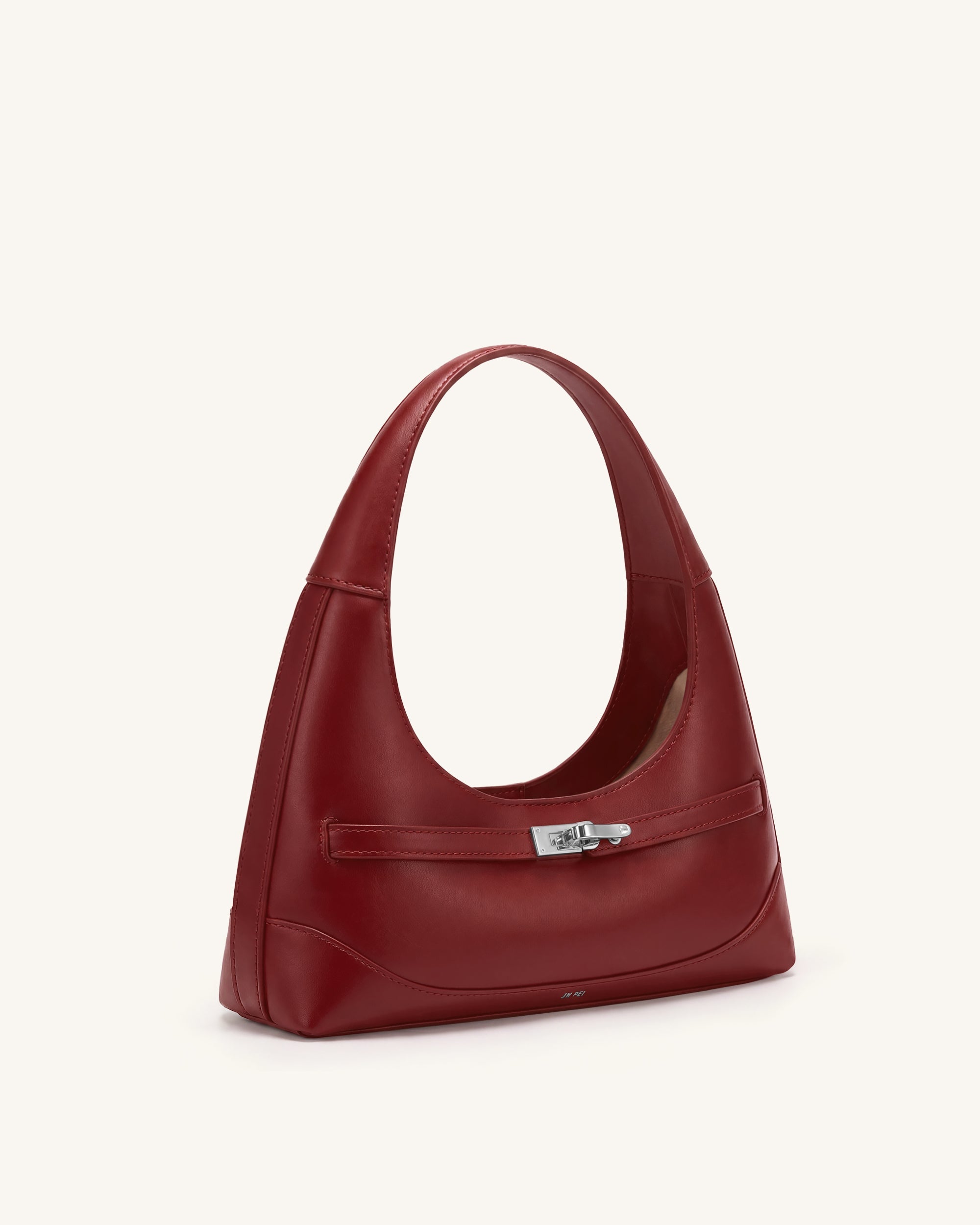 Noelle Belted Shoulder Bag - Deep Burgundy