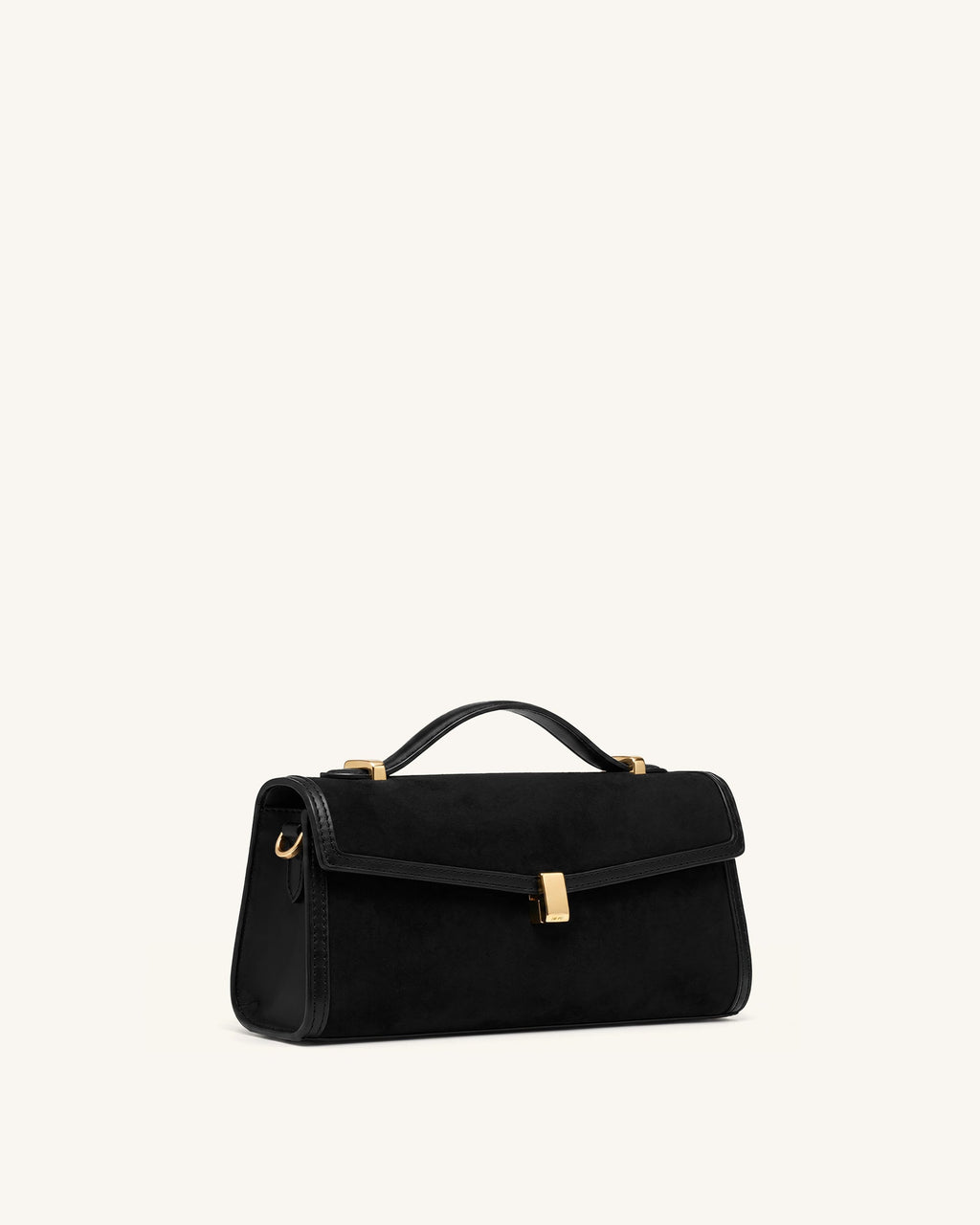 Delphine Faux Suede Top Handle Bag - Black