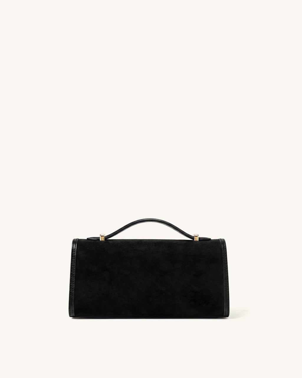 Delphine Faux Suede Top Handle Bag - Black